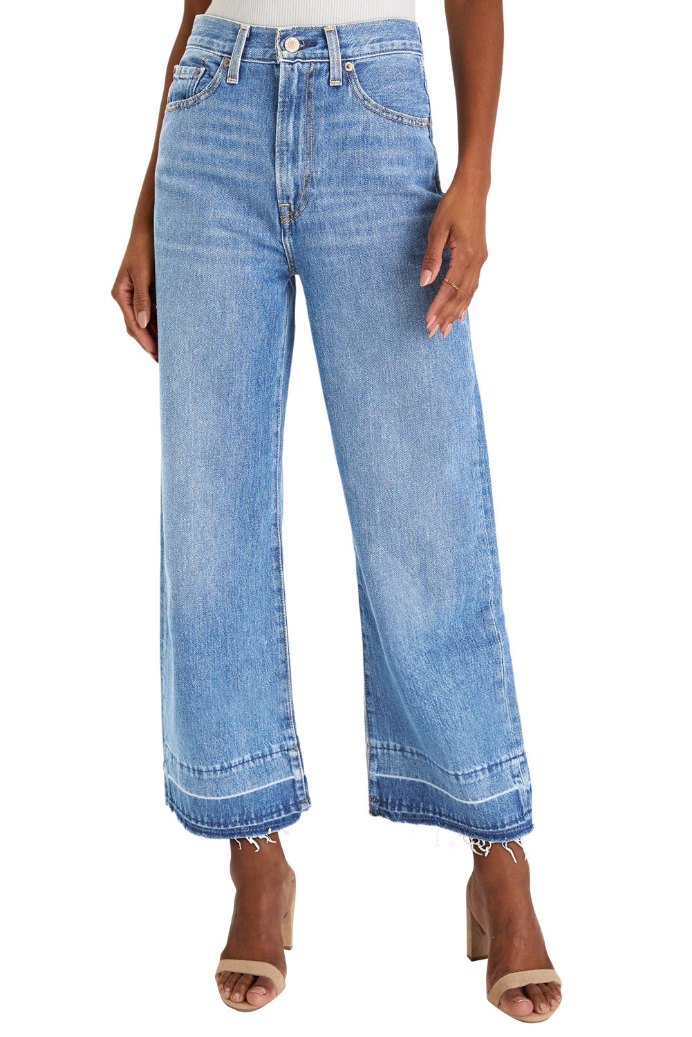 Raw Hem Straight Leg Loose High Waist Jean