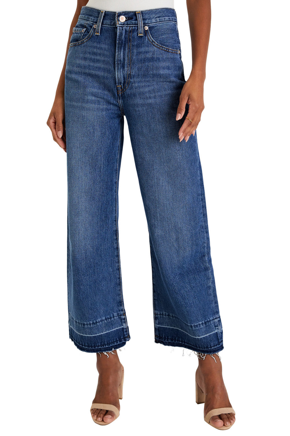 Raw Hem Straight Leg Loose High Waist Jean