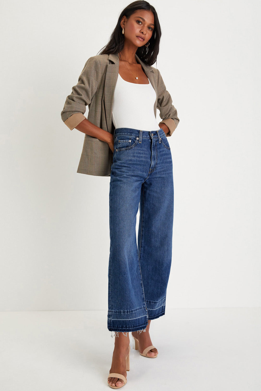 Raw Hem Straight Leg Loose High Waist Jean