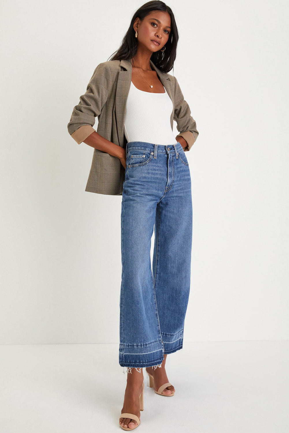 Raw Hem Straight Leg Loose High Waist Jean