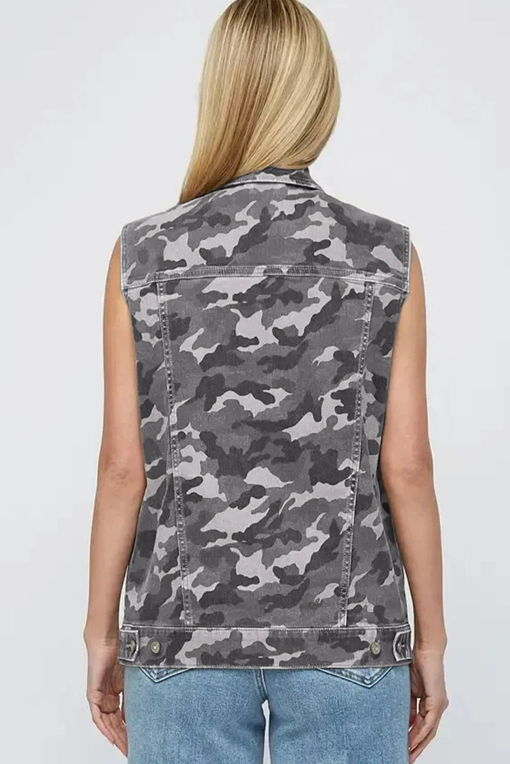 Green Camo Cargo Denim Vest