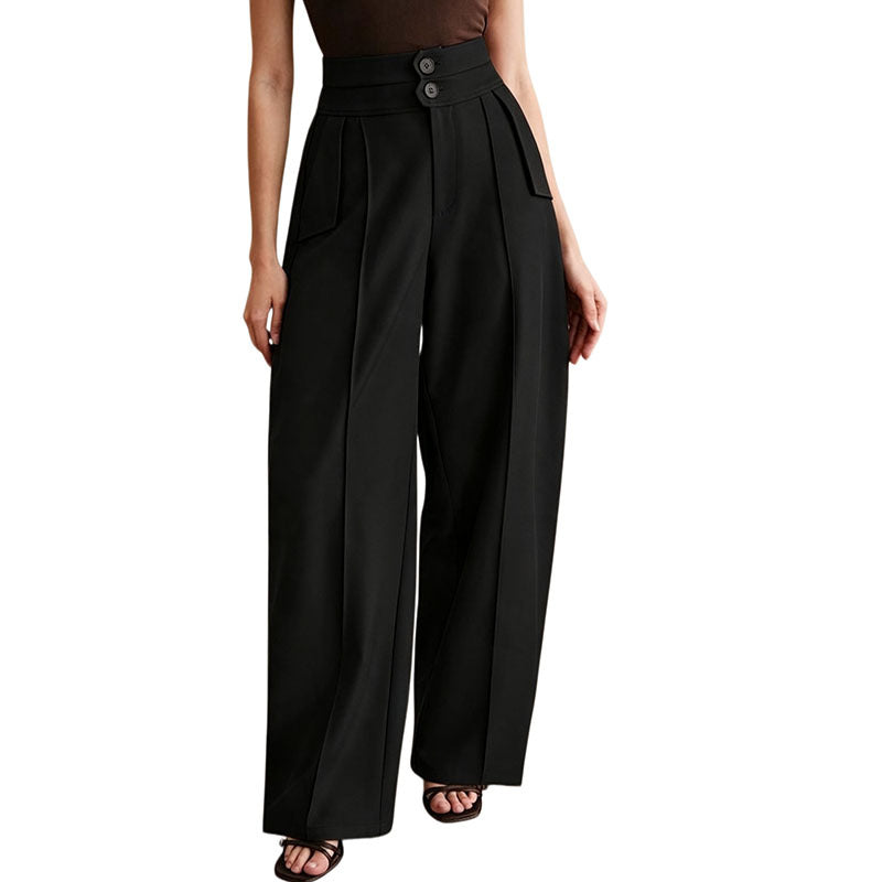 Women's High Waisted Wide Leg Curved Pants Casual Trousers
