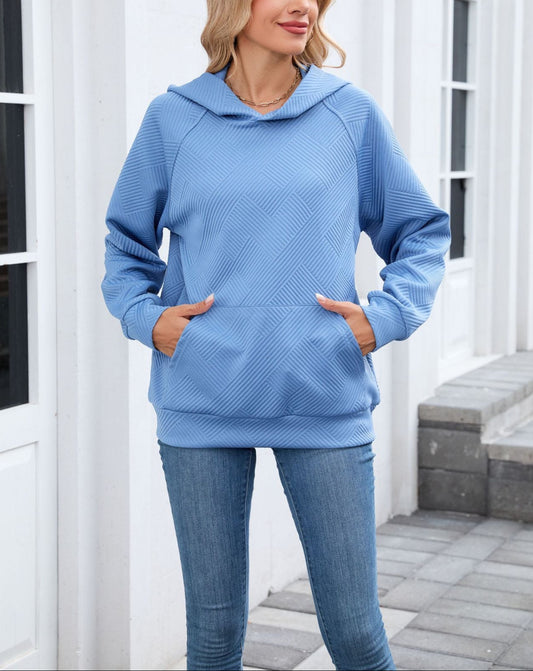 Textured Chevron Hoodie | Cozy Pullover Kangaroo Pocket
