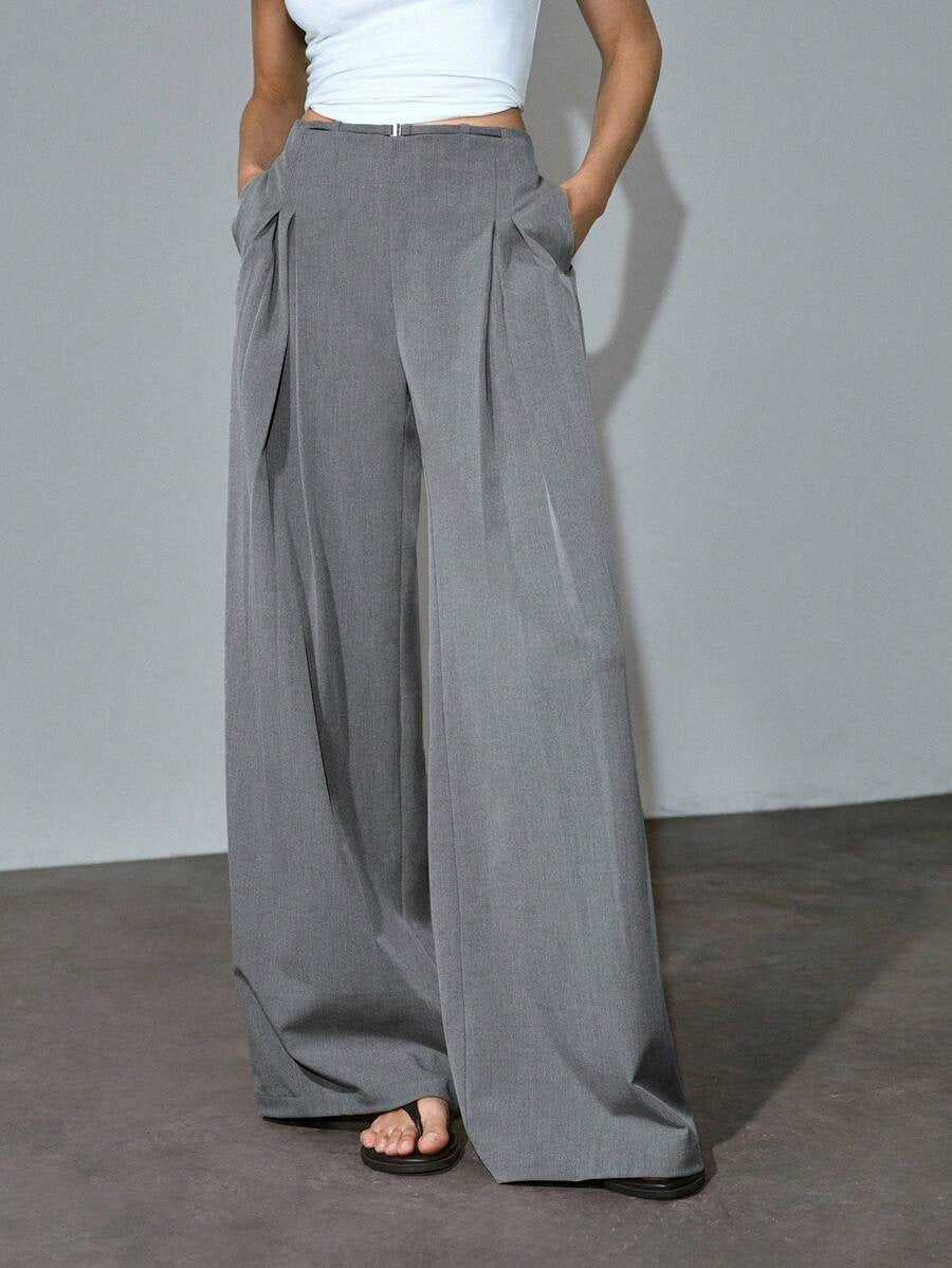 Women's Pleated Wide Leg Business Dress Pants