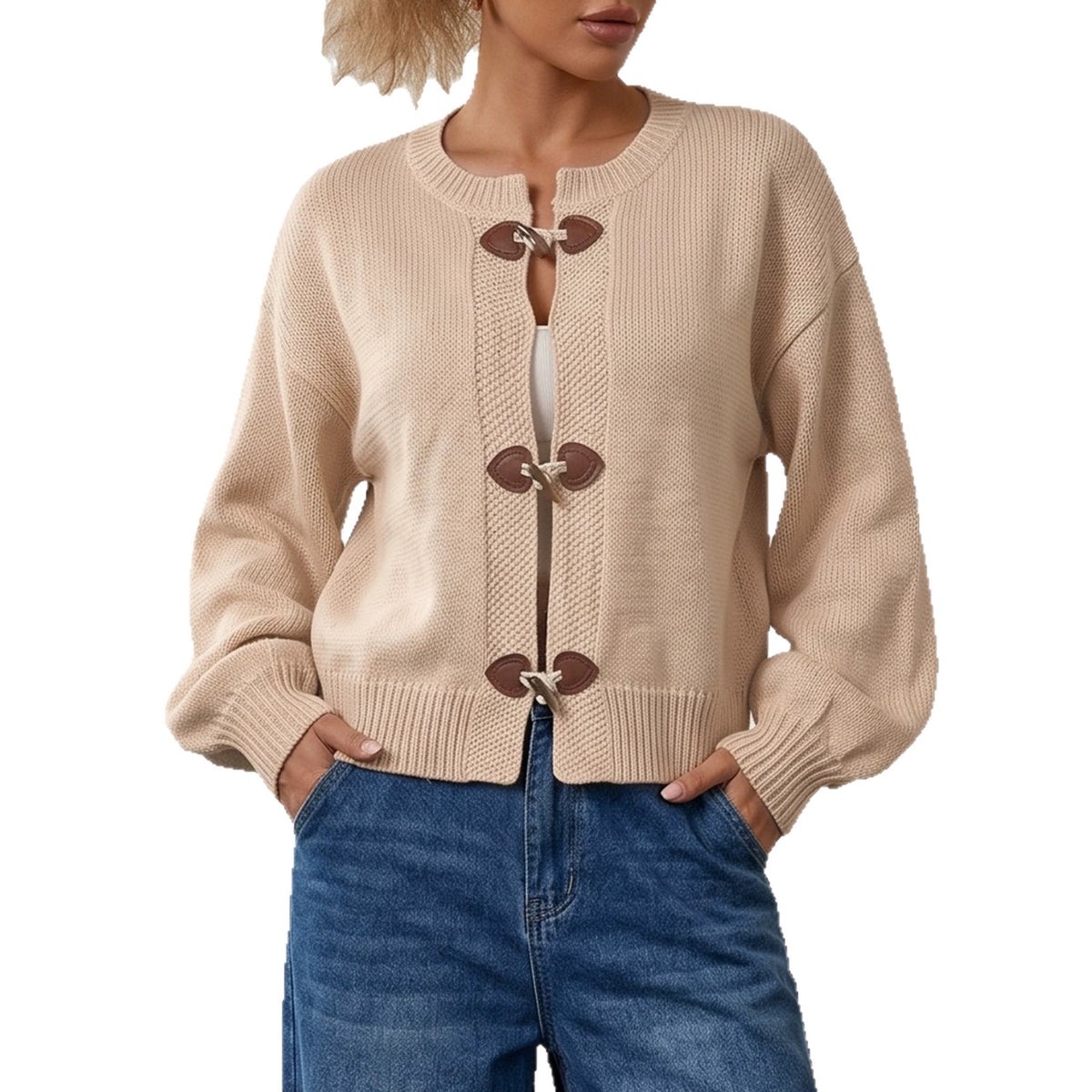 Women's Toggle Button Chunky Knit Cardigan Sweater