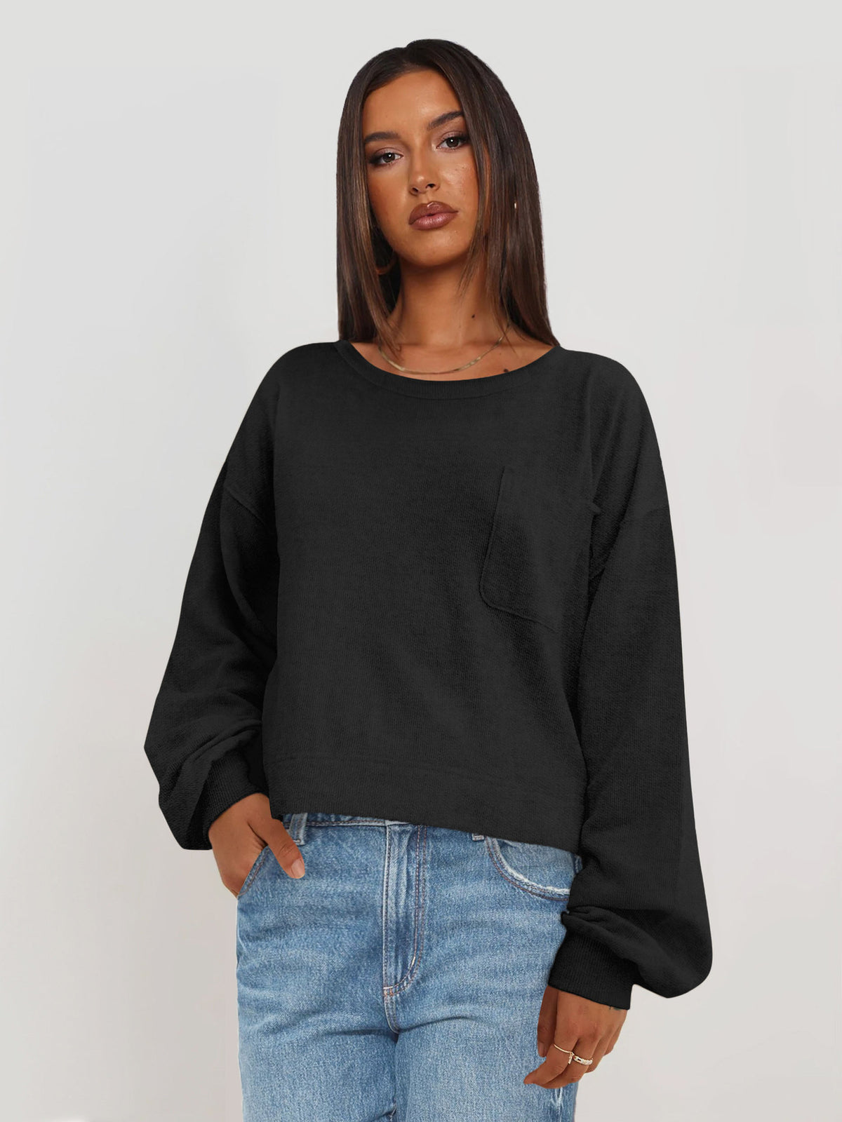 Womens Oversized Crewneck Streetwear Sweatshirt Top