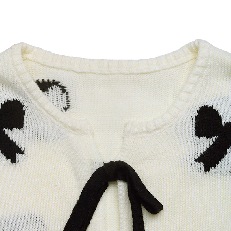 Sweet Bow Knitted Long-sleeved Cardigan