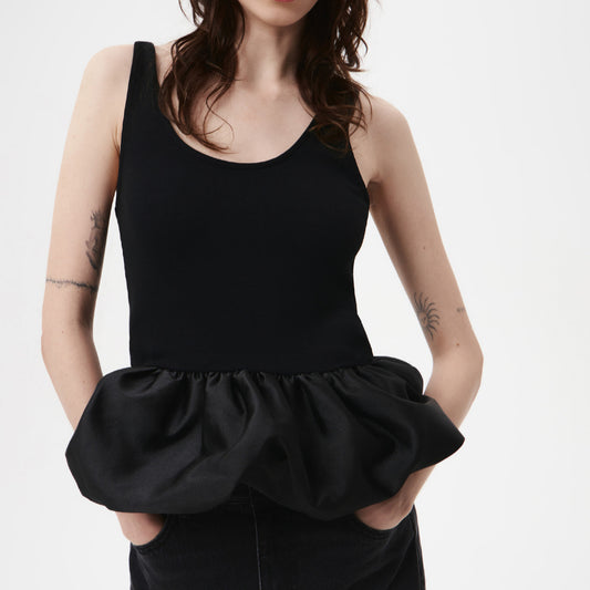 Modal Bubble Hem Tank Trendy Sleeveless Top