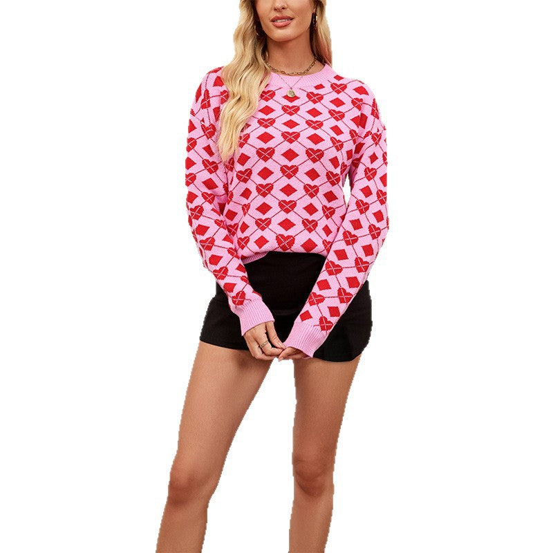 Women's Heart Oversized Crewneck Sweater