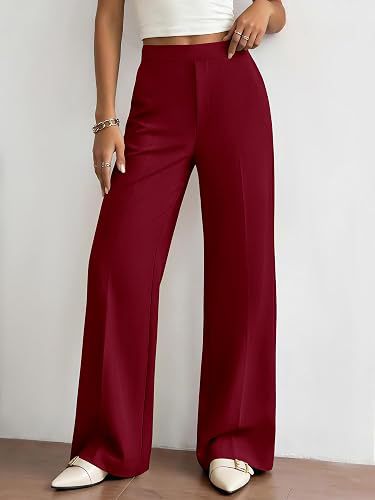Women's High Waisted Wide Leg Dress Pants with Pockets