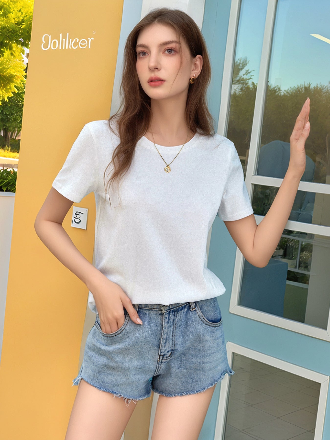 Customizable Basic Short Sleeve Tee Women Summer Casual Top
