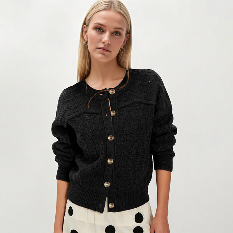 Button Knit Cardigan Sweater Casual Long Sleeve Top