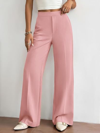 Women's High Waisted Wide Leg Dress Pants with Pockets