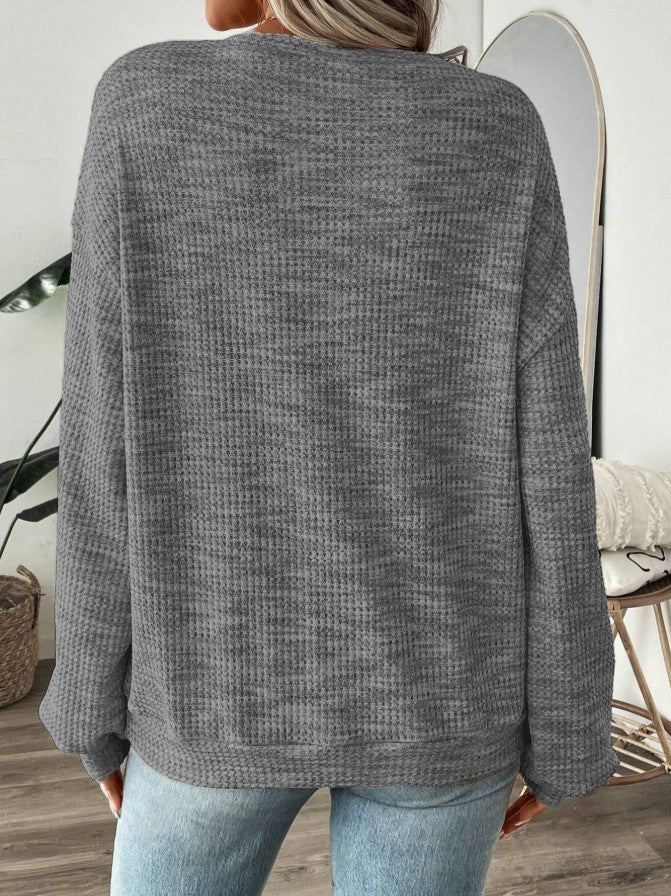Women's Oversized Waffle Knit Ombre Long Sleeve Top