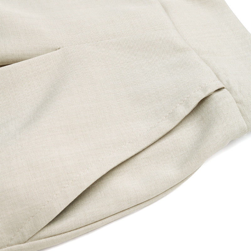 Elegant Gray Tailored Wide Leg Summer Pants