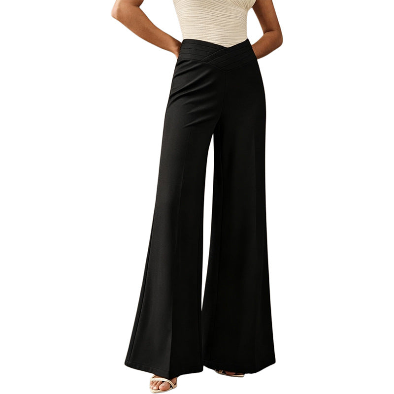 High Waisted Crossover Flare Pants Women Wide Leg Trousers