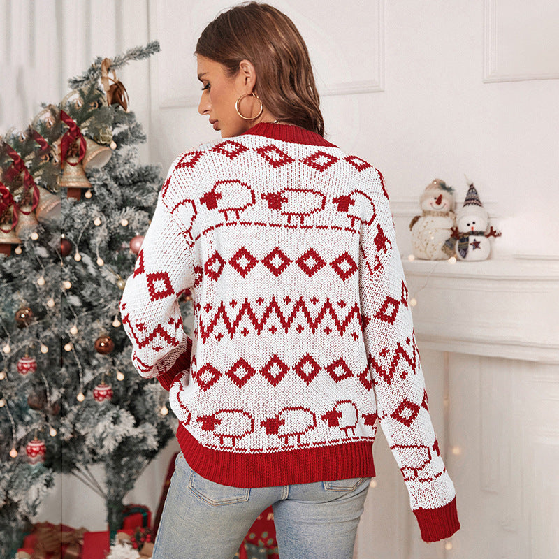 Women's Oversized Christmas Sweater Crewneck Knit Pullover