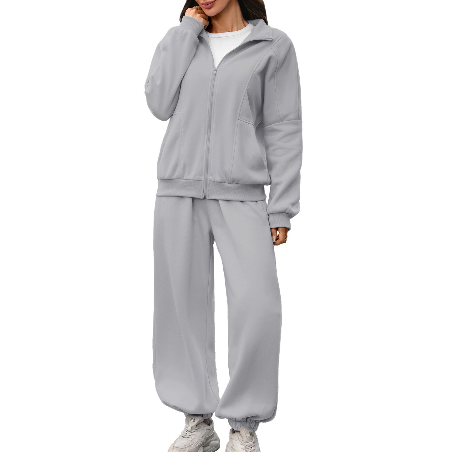 Women's Fleece Lined Zip Up Sweatsuit Joggers Set