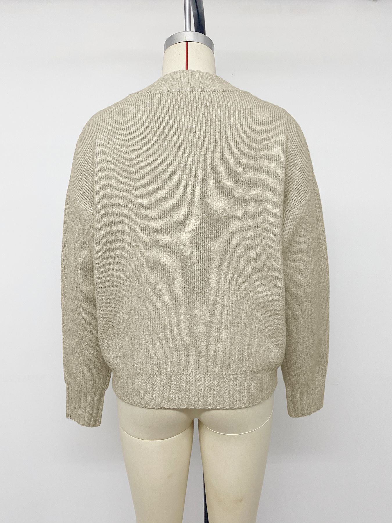 Zip Up Knit Cardigan Relaxed Fit Long Sleeve Sweater