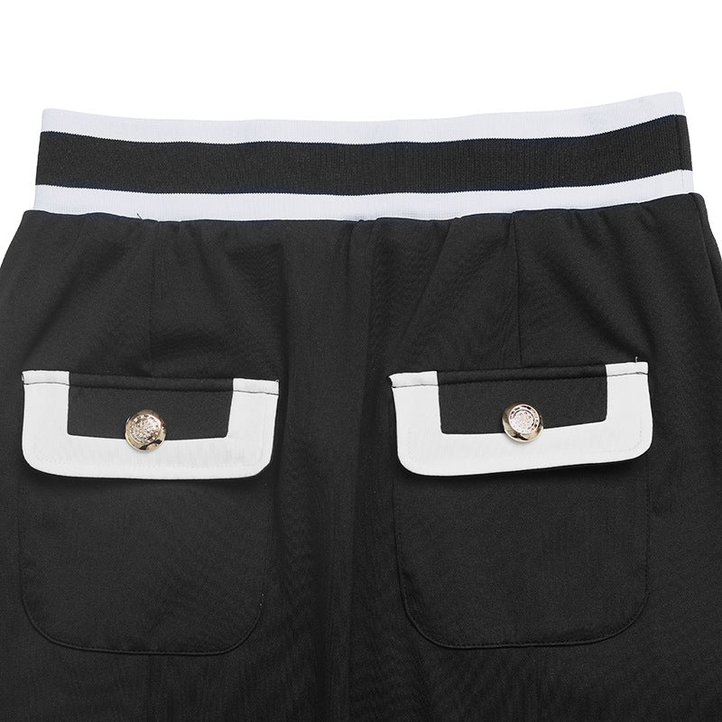 Color Block High Waist Midi Pencil Skirt