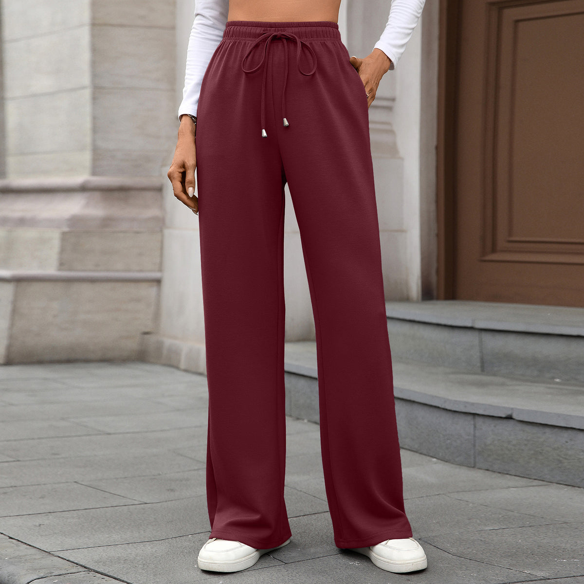 Women's Wide Leg Pants High Waist Drawstring Pockets