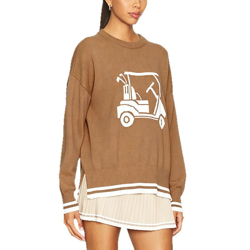 Women's Oversized Golf Cart Crew Neck Sweater