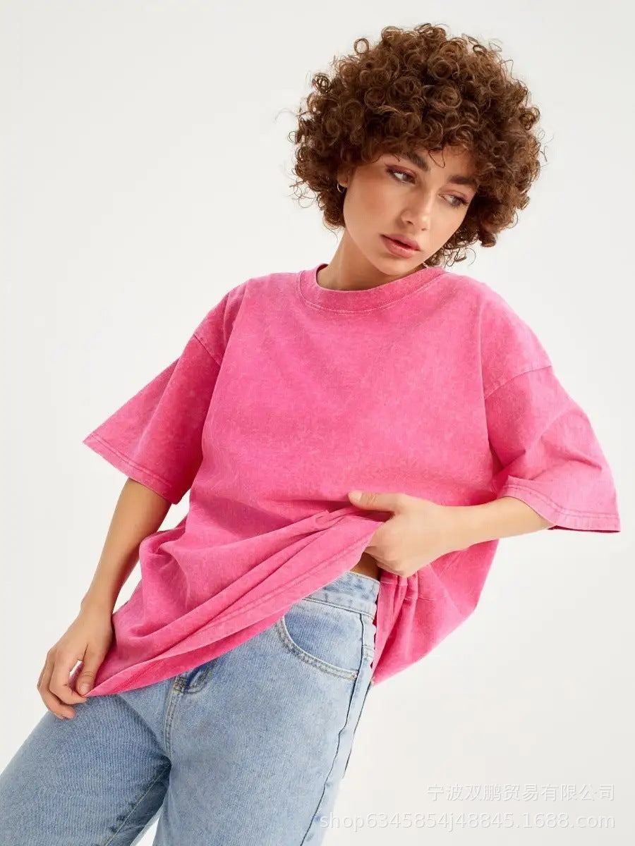 Vintage Washed Cotton Oversized Short Sleeve Tee