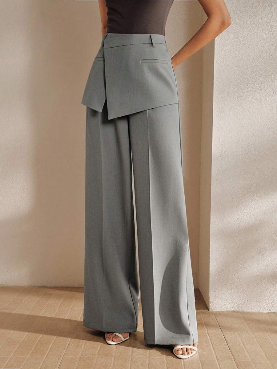 Women's High Waist Wide Leg Layered Corset Dress Pants