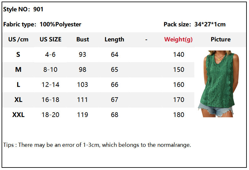 Women's Lace Trim V-Neck Sleeveless Tank Top