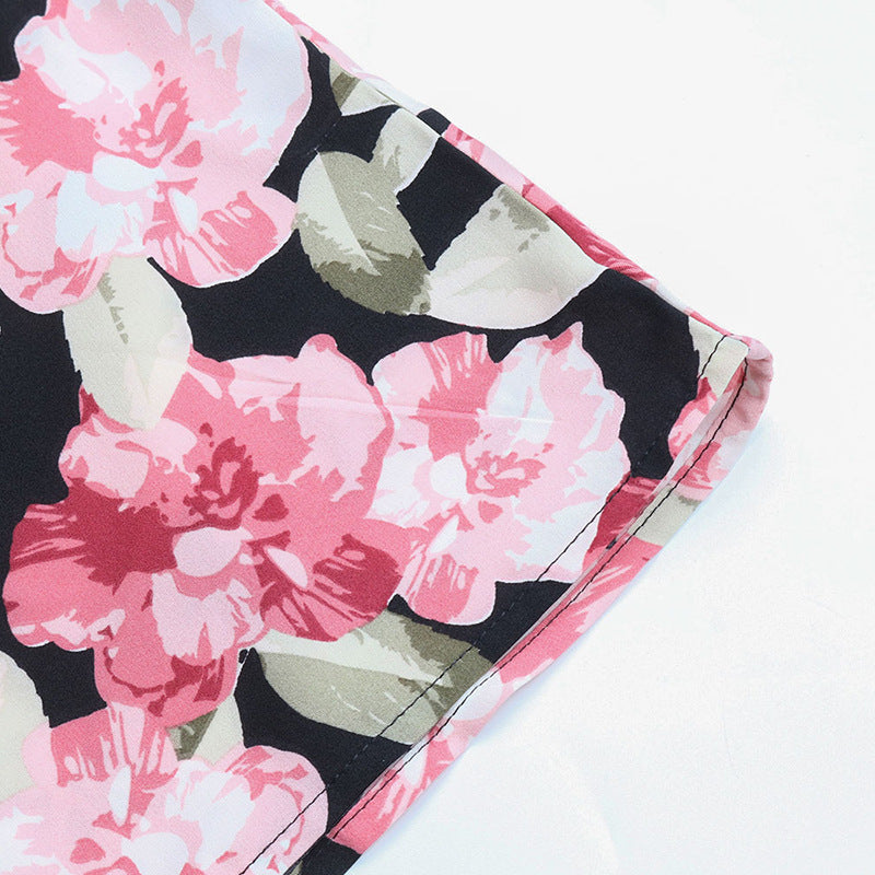 Floral Square Neck Midi Dress Smocked Long Sleeve