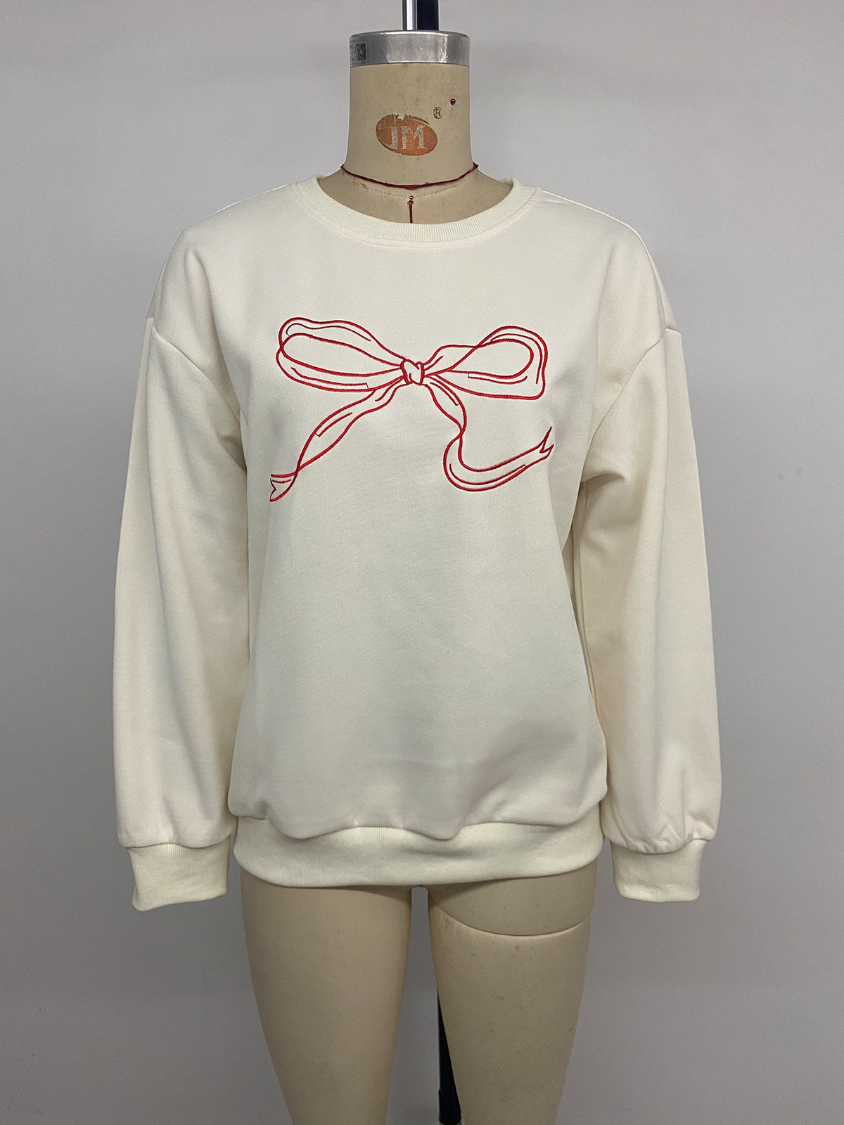 Women's Cute Bow Oversized Crewneck Sweatshirt