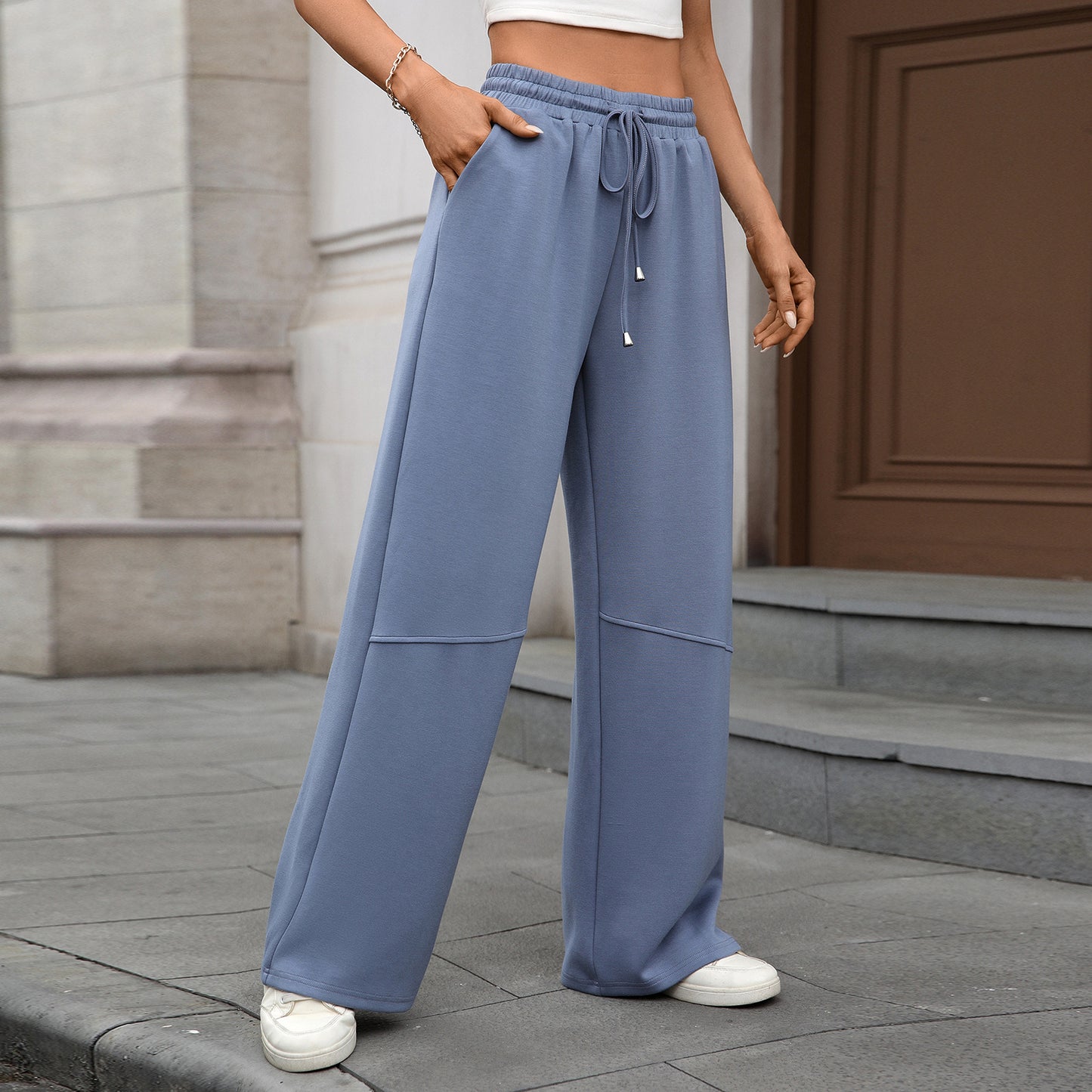 High-Waist Drawstring Wide-Leg Pants | Comfortable Casual Trousers
