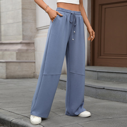 High-Waist Drawstring Wide-Leg Pants | Comfortable Casual Trousers