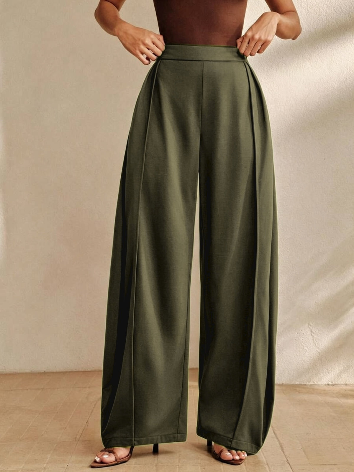 Women's High Waist Baggy Wide Leg Cotton Casual Pants