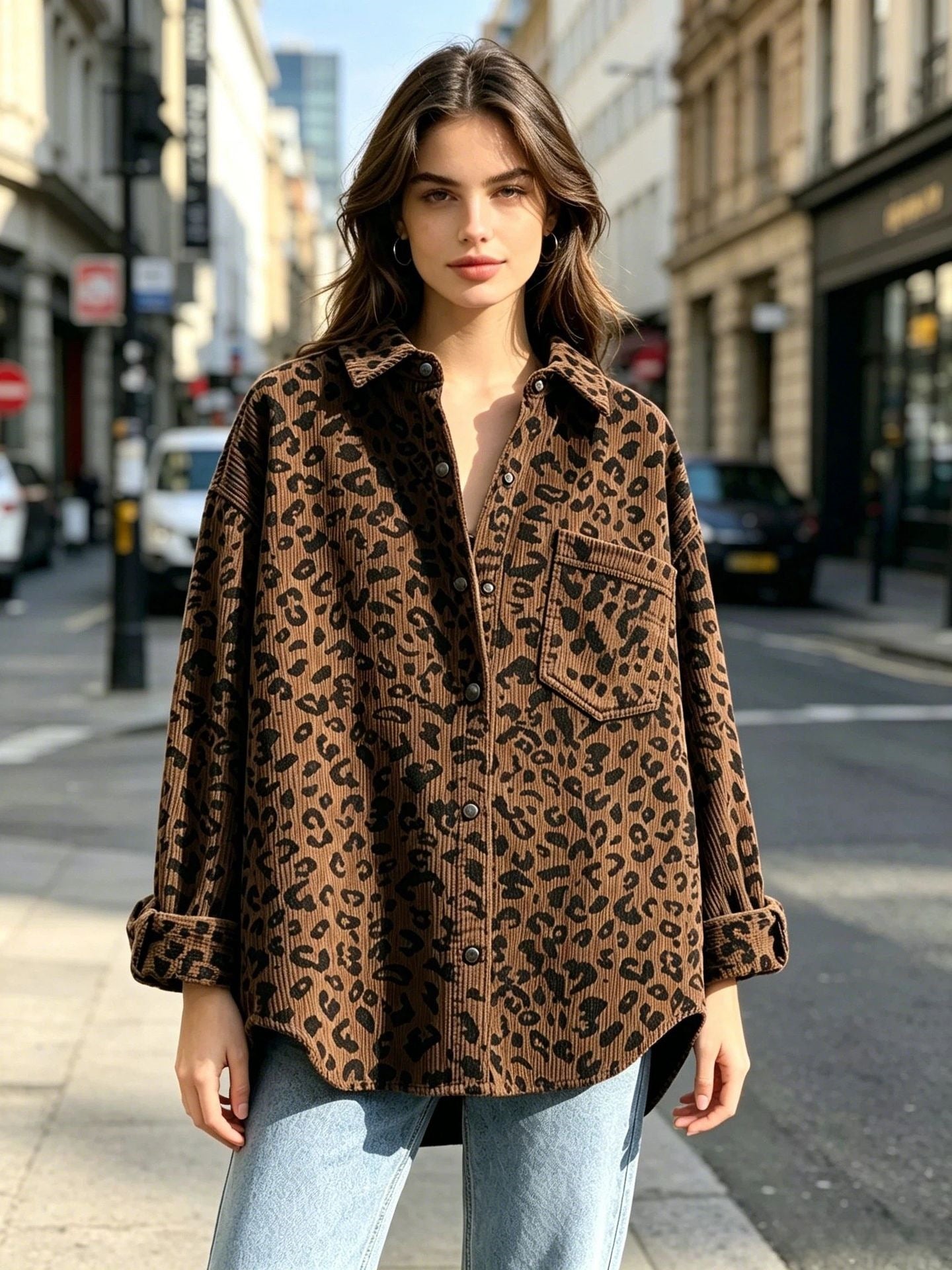 Leopard Print Button Down Oversized Shacket