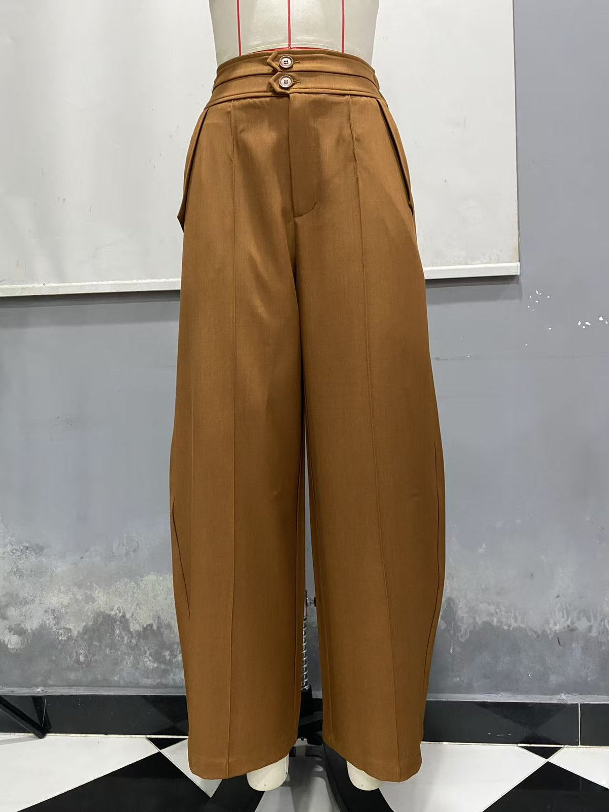 Women's High Waisted Wide Leg Curved Pants Casual Trousers
