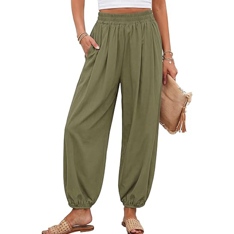 Women's High Waist Harem Pants Casual with Pockets