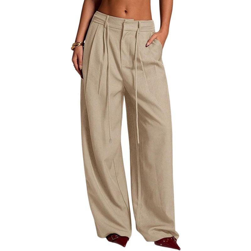 Women's High Waist Tie Wide Leg Dress Pants