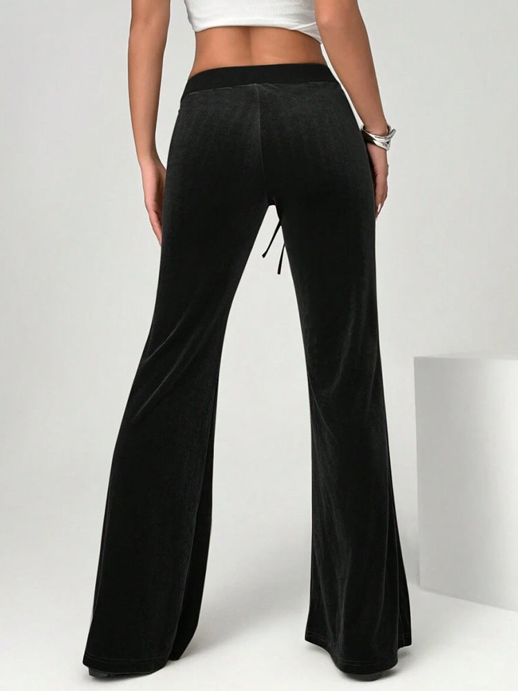 Velvet Flare Pants High Waist Wide Leg Casual Trousers