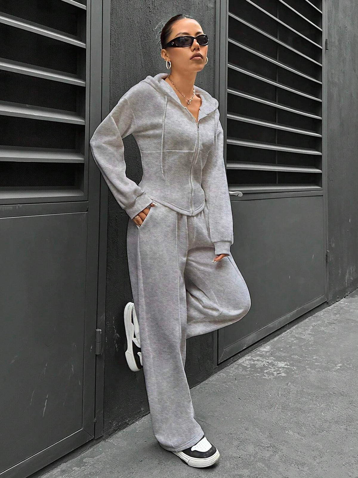 Women's Two Piece Zip Hoodie and Pants Lounge Set