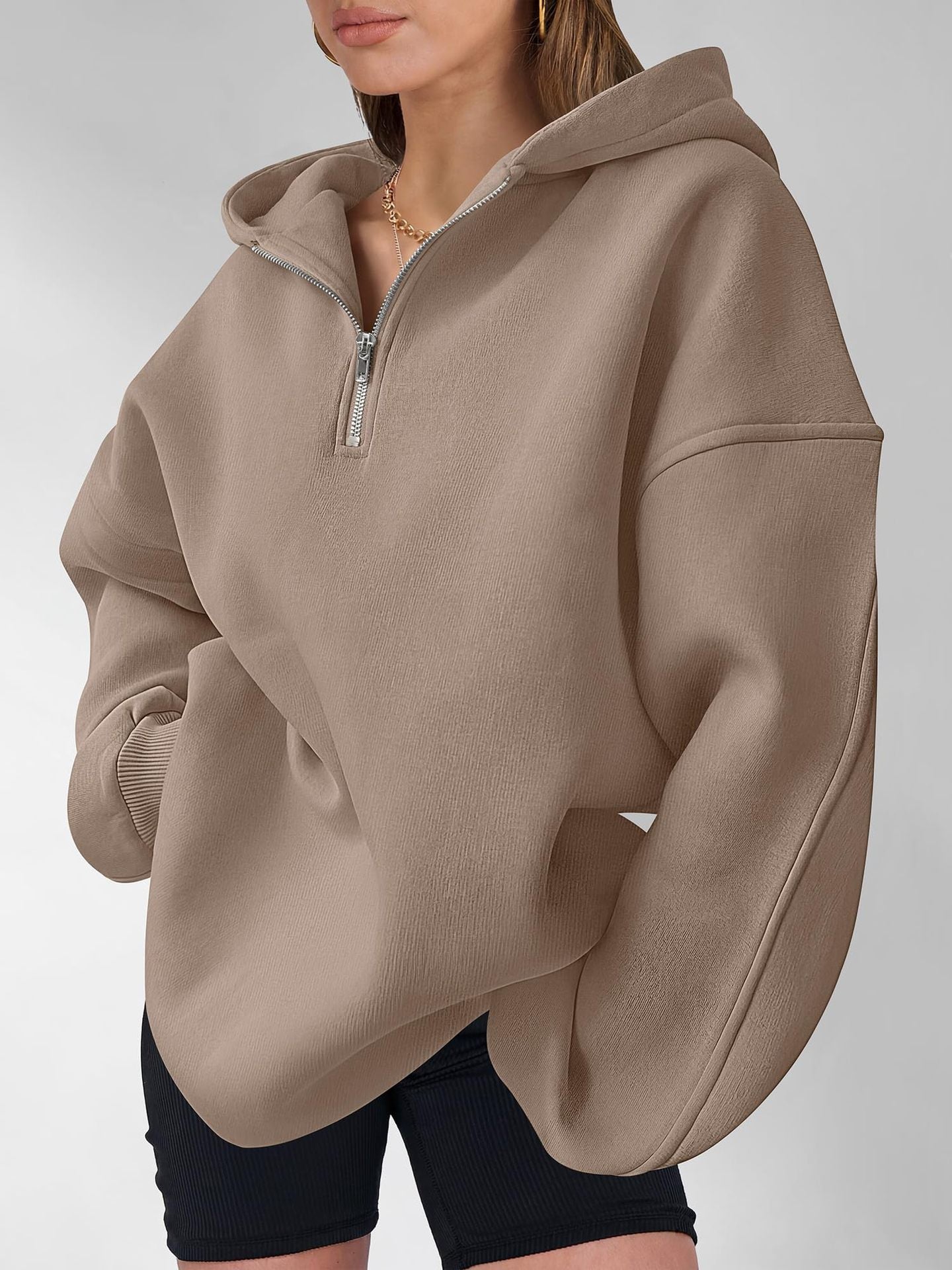 Half Zip Hoodie Relaxed Fit Pullover Sweatshirt