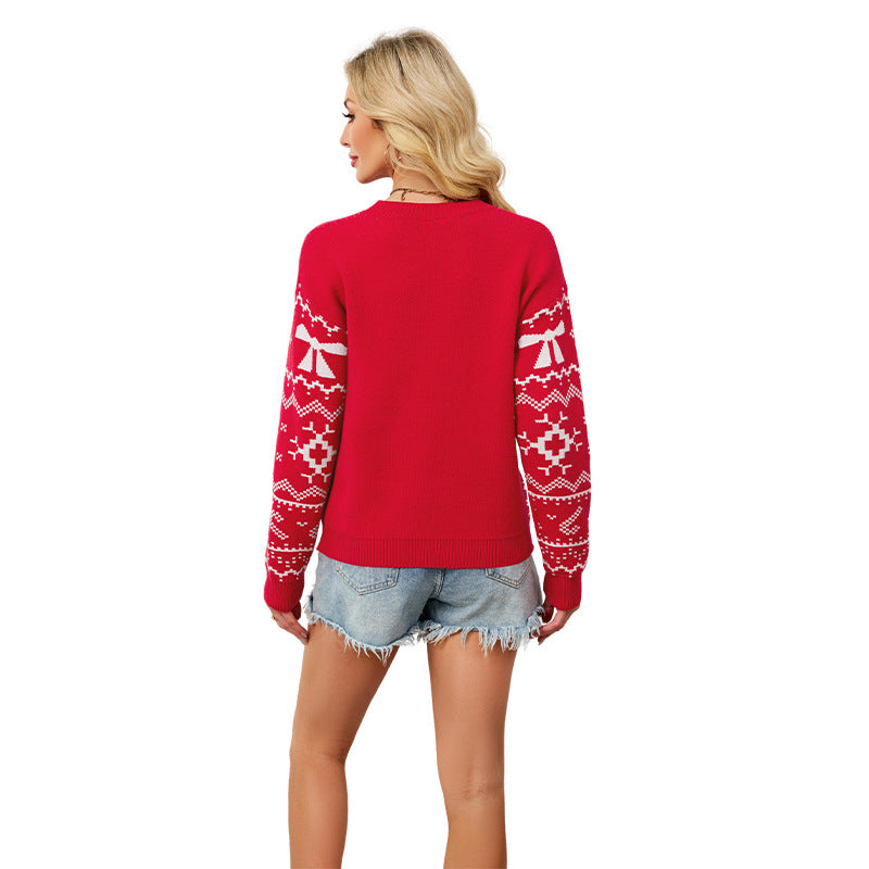 Women's Snowflake Christmas Sweater Crew Neck Knit