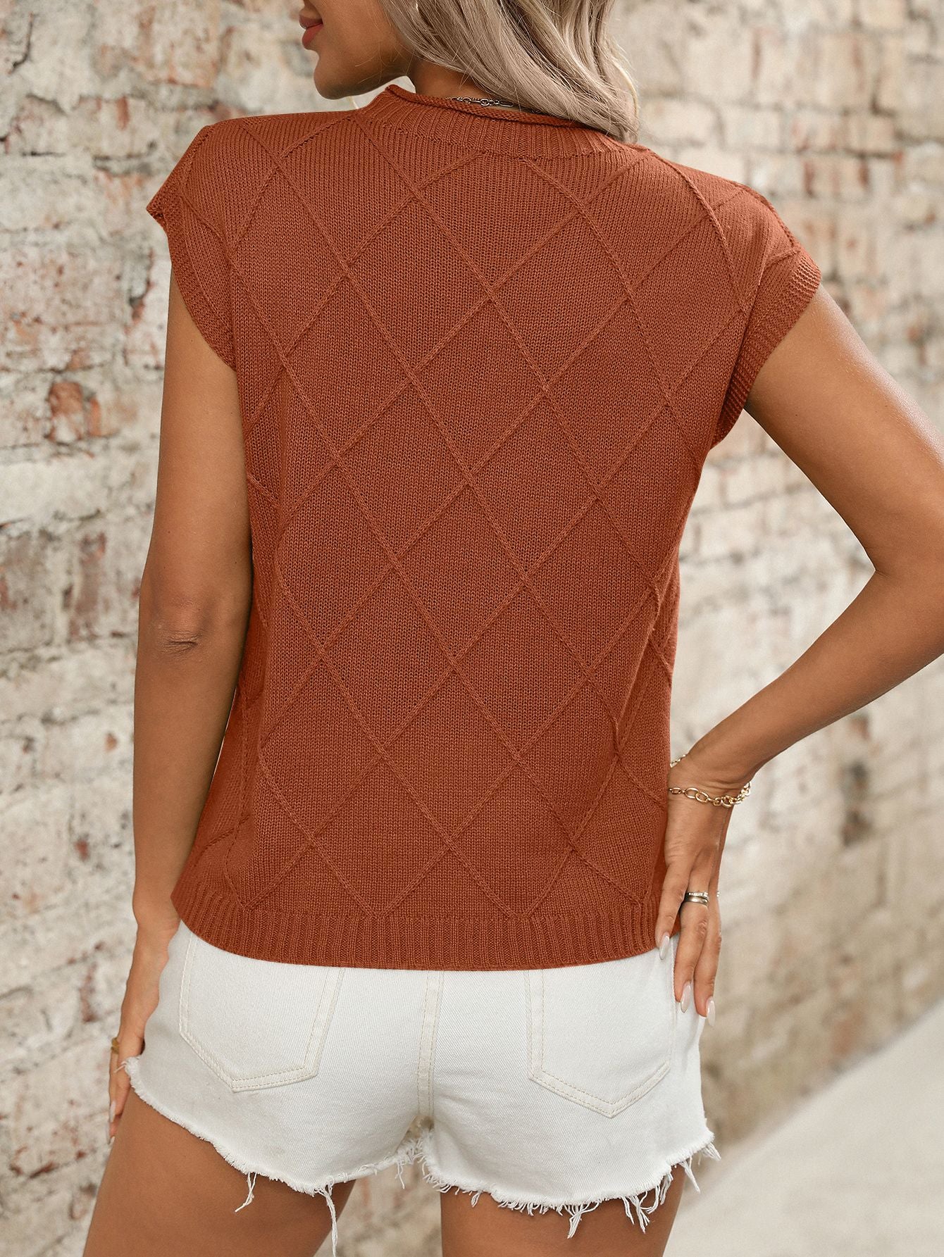 Women's Short Sleeve Knit Pullover – Casual Textured Top