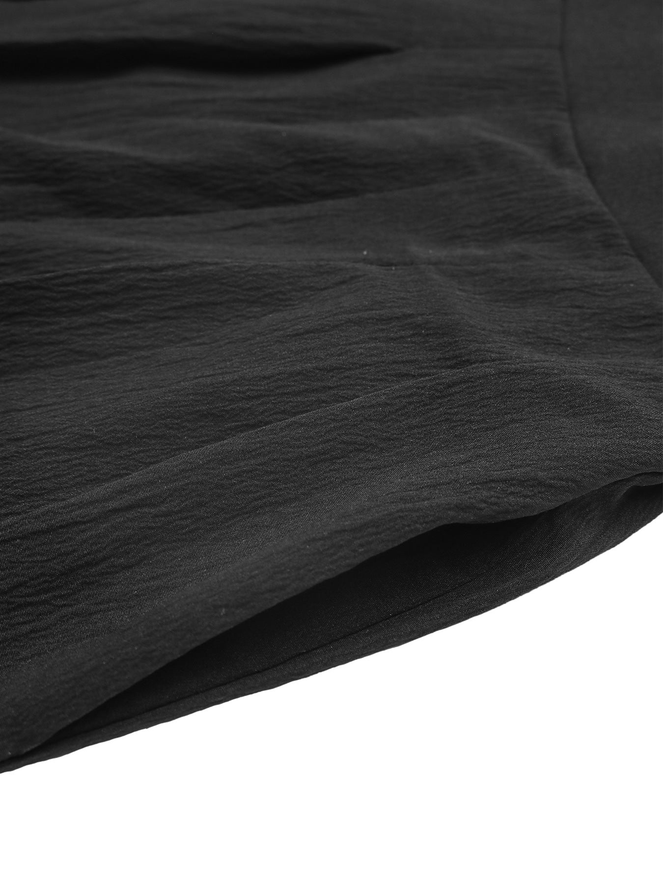 Black Urban Style Wide Leg Pleated Mini Shorts with Pockets