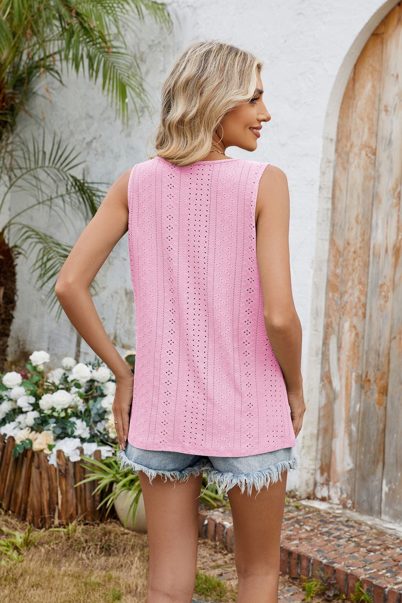 Round Neck Pleated Vest Sleeveless Top
