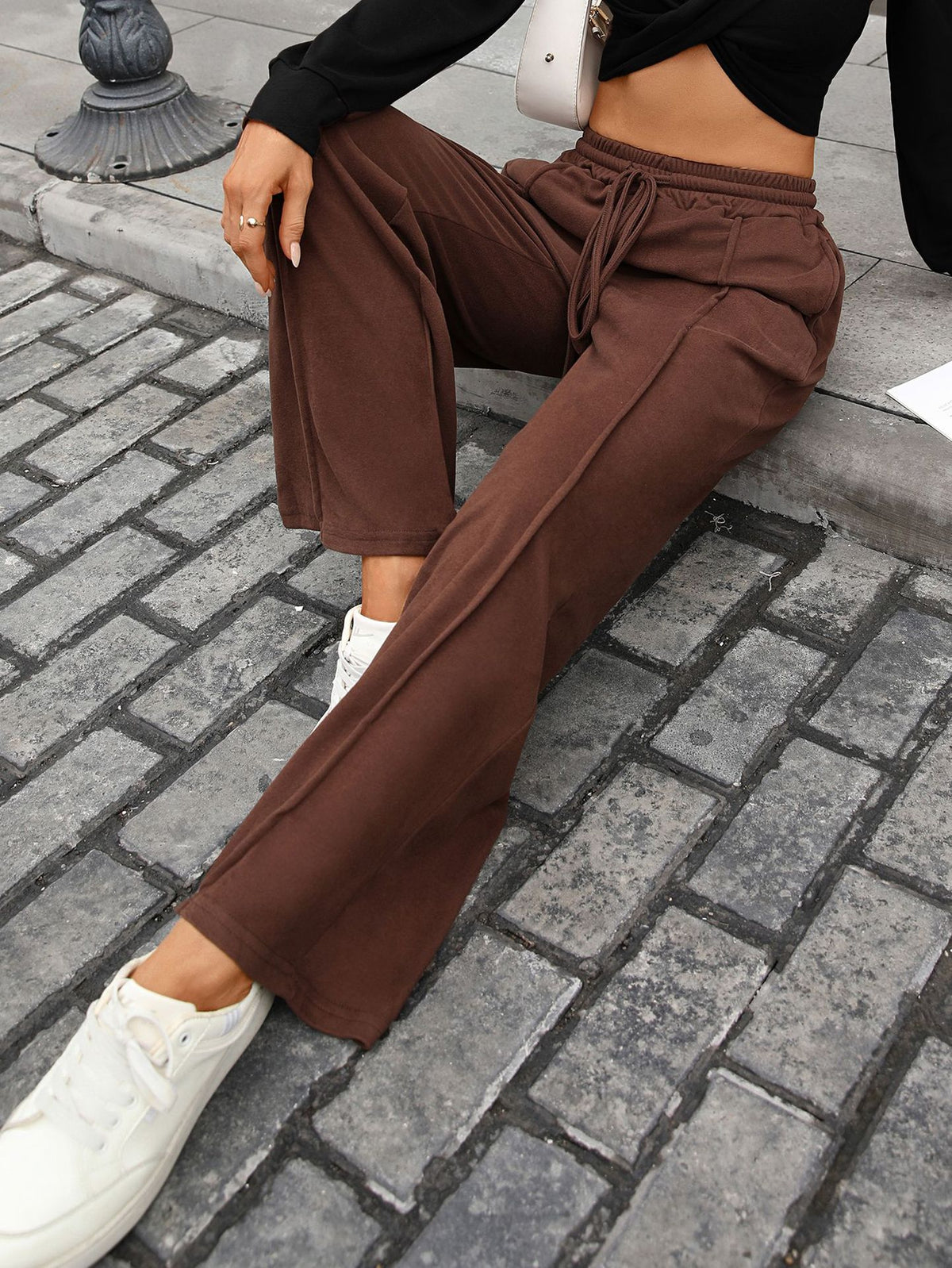 Women's Wide Leg Drawstring Pants with Pockets