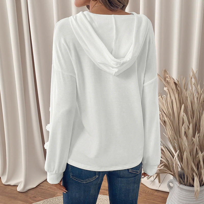 Lace Patchwork Hoodie Long Sleeve Casual Pullover Sweatshirt