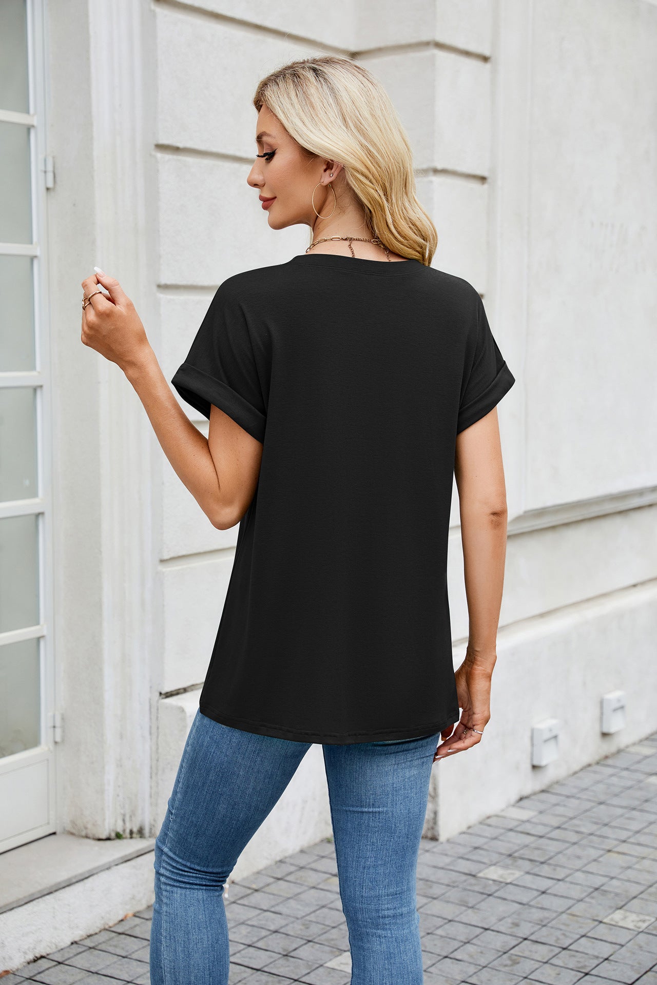 Round Neck Loose Short Sleeve T-Shirt Top