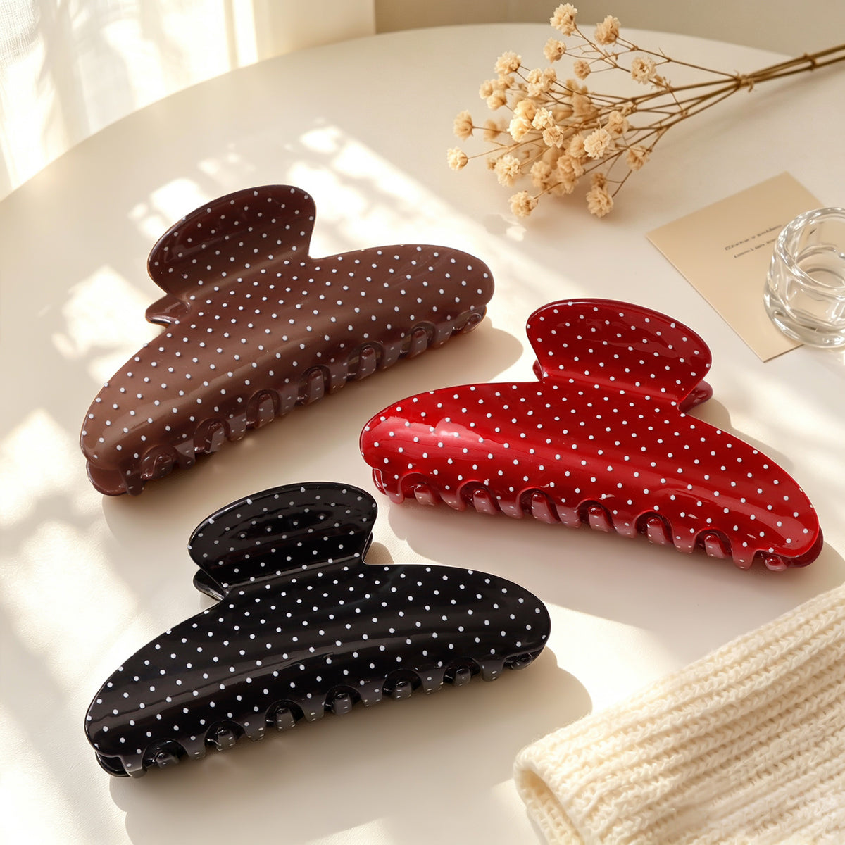 Polka Dot Large Hair Claw Clip