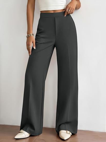Women's High Waisted Wide Leg Dress Pants with Pockets